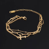 Stainless Steel Women's Pendant Bracelet Multilayer Link Chain Charm Pulseras