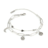 Stainless Steel Women's Pendant Bracelet Multilayer Link Chain Charm Pulseras