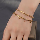Stainless Steel Women's Pendant Bracelet Multilayer Link Chain Charm Pulseras