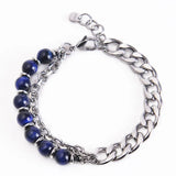 Stainless Steel Tiger Eye Bracelet Natural Stone Beads