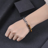 Stainless Steel Tiger Eye Bracelet Natural Stone Beads