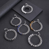 Stainless Steel Tiger Eye Bracelet Natural Stone Beads