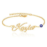 Stainless Steel Evil-Eye Charm Name Bracelet & Anklet