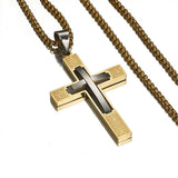 Stainless Steel Christian Cross Pendant Biker Necklace