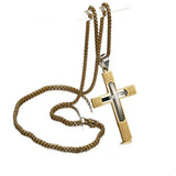 Stainless Steel Christian Cross Pendant Biker Necklace