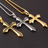 Stainless Steel Christian Cross Men's Pendant Necklace Gift