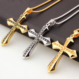 Stainless Steel Christian Cross Men's Pendant Necklace Gift