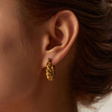 Stainless Steel Croissant Twist Hoop Earrings