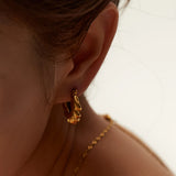 Stainless Steel Croissant Twist Hoop Earrings