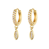 Stainless Steel Zircon Lightning Cross Hoop Earrings