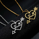 Stainless Steel Cupid Necklace Silver Plated Heart Arrows Necklace