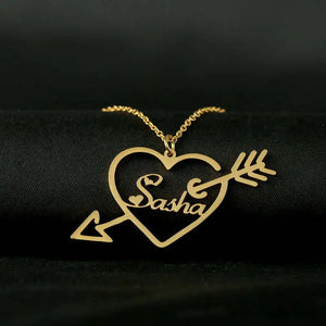 Stainless Steel Cupid Necklace Silver Plated Heart Arrows Necklace
