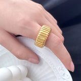Stainless Steel Snake Chain Bangle Bracelet & Rings Set