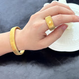 Stainless Steel Snake Chain Bangle Bracelet & Rings Set