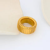 Stainless Steel Snake Chain Bangle Bracelet & Rings Set