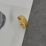 Stainless Steel Feather Rings 18K Plated Open Finger Jewelry