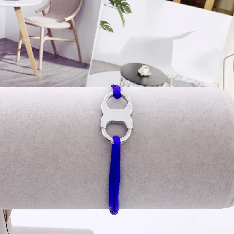 Stainless Steel Handcuff Rope Bracelet Adjustable for Women Men