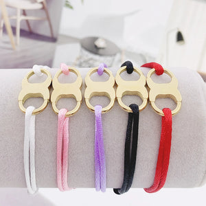 Stainless Steel Handcuff Rope Bracelet Adjustable for Women Men