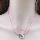 Stainless Steel Handcuff Pendant Necklace with Adjustable Rope