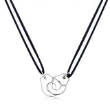 Stainless Steel Handcuff Pendant Necklace with Adjustable Rope