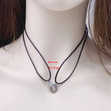 Stainless Steel Handcuff Pendant Necklace with Adjustable Rope