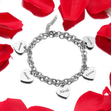 Stainless Steel Heart Bracelet for Women Mom Children's Name