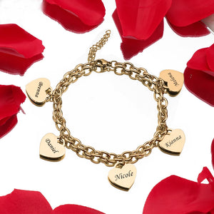 Stainless Steel Heart Bracelet for Women Mom Children's Name