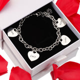 Stainless Steel Heart Bracelet for Women Mom Children's Name