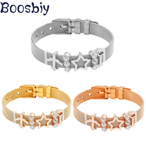 Stainless Steel Bracelet with Star Charm Beads