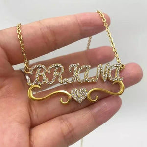 Personalized Stainless Steel Name Necklace with Zircon Heart Crystal