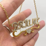 Personalized Stainless Steel Name Necklace with Zircon Heart Crystal