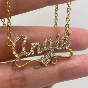 Personalized Stainless Steel Name Necklace with Zircon Heart Crystal