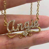 Personalized Stainless Steel Name Necklace with Zircon Heart Crystal