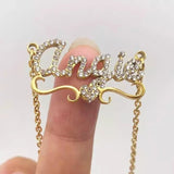 Personalized Stainless Steel Name Necklace with Zircon Heart Crystal