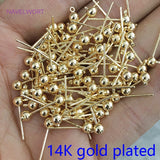 Stainless Steel Needle Stud Earring Base with 14K Plated Post