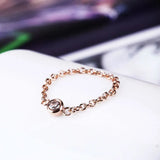 Stainless Steel Ring with Small Chain Zircon for Women LR021