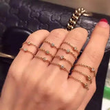 Stainless Steel Ring with Small Chain Zircon for Women LR021