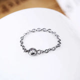 Stainless Steel Ring with Small Chain Zircon for Women LR021