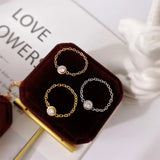 Stainless Steel Ring with Small Chain Zircon for Women LR021