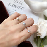 Stainless Steel Ring with Small Chain Zircon for Women LR021