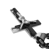 Stainless Steel Cross Pendant Necklace Byzantine Chain