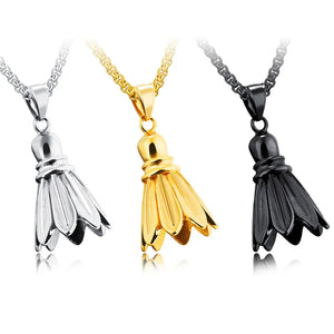 Stainless Steel Silver Badminton Pendants Necklaces Men Women