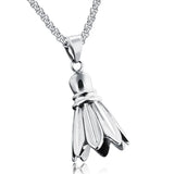 Stainless Steel Silver Badminton Pendants Necklaces Men Women