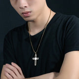 Stainless Steel Cross Wire Pendant Necklace Men Women Jewelry