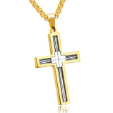 Stainless Steel Cross Wire Pendant Necklace Men Women Jewelry