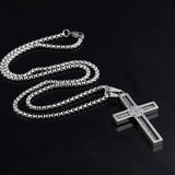 Stainless Steel Cross Wire Pendant Necklace Men Women Jewelry