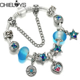 High Stars Globe Charm Beads Pendants DIY Snake Chain Charm Bracelet