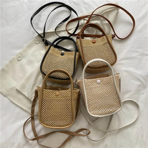 Summer Straw Woven Bucket Bag for Women