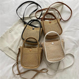 Summer Straw Woven Bucket Bag for Women