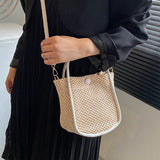 Summer Straw Woven Bucket Bag for Women